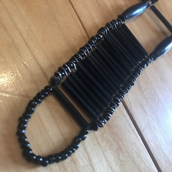 Black Onyx Bracelet Finger Link by Eliza - Picture 4 of 6